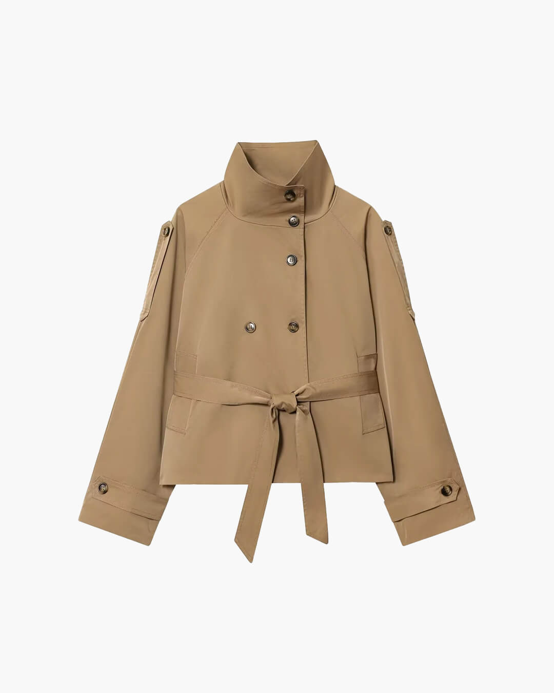Kurze Damenjacke mit doppelreihiger Knopfleiste und Gürtel | J&B - 5 - Jasminaboutique.com