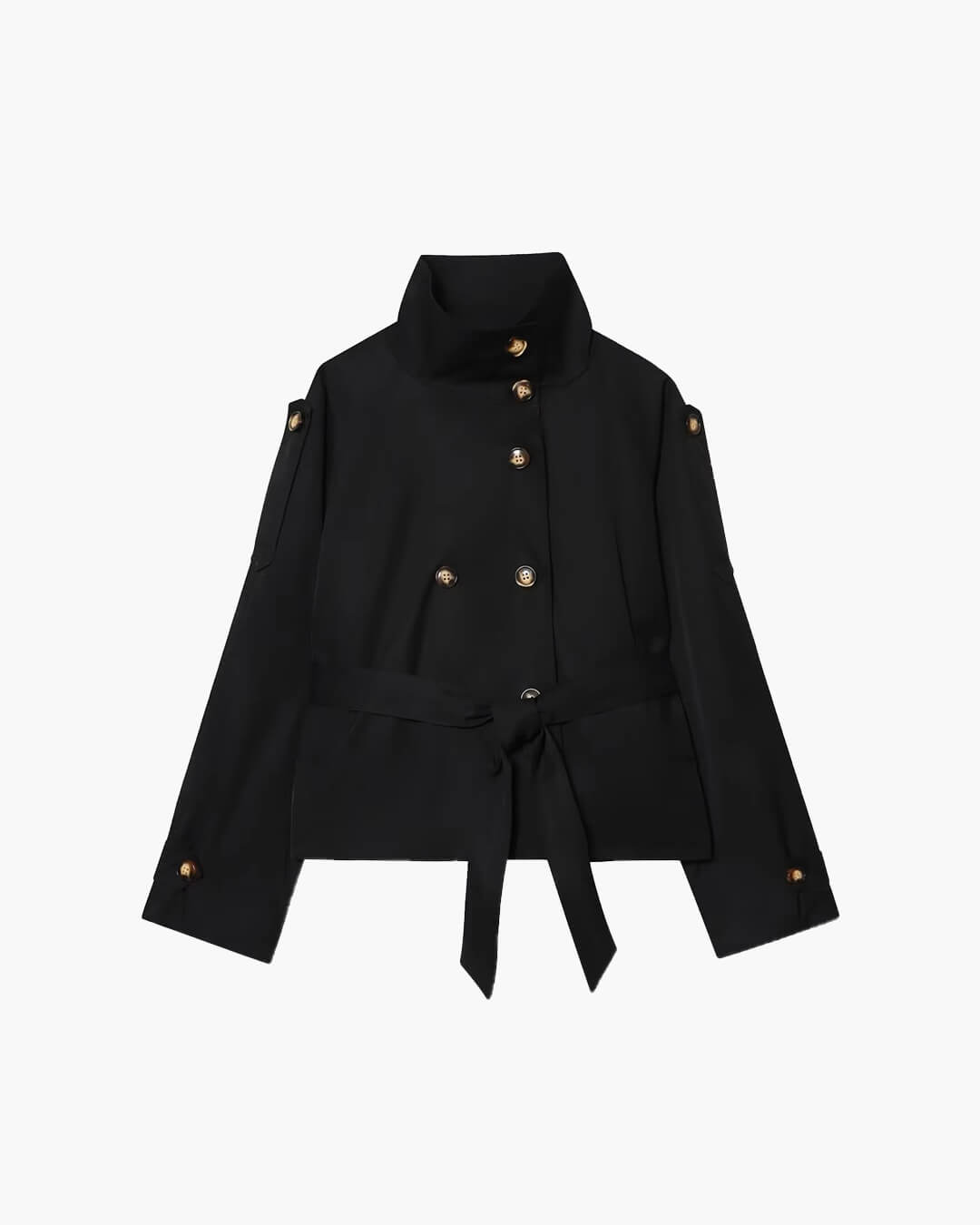 Kurze Damenjacke mit doppelreihiger Knopfleiste und Gürtel | J&B - 7 - Jasminaboutique.com