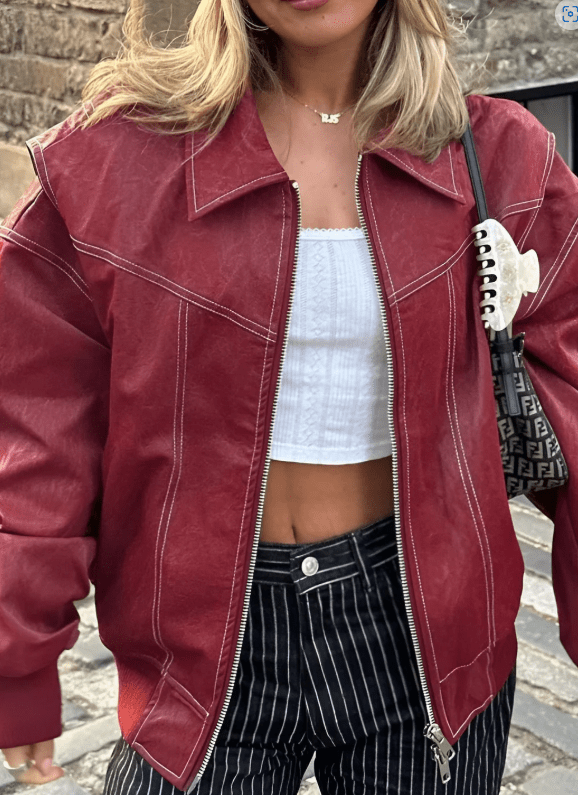 Bomberjacke Damen, Oversize-Schnitt mit Reißverschluss | J&B - 4 - Jasminaboutique.com