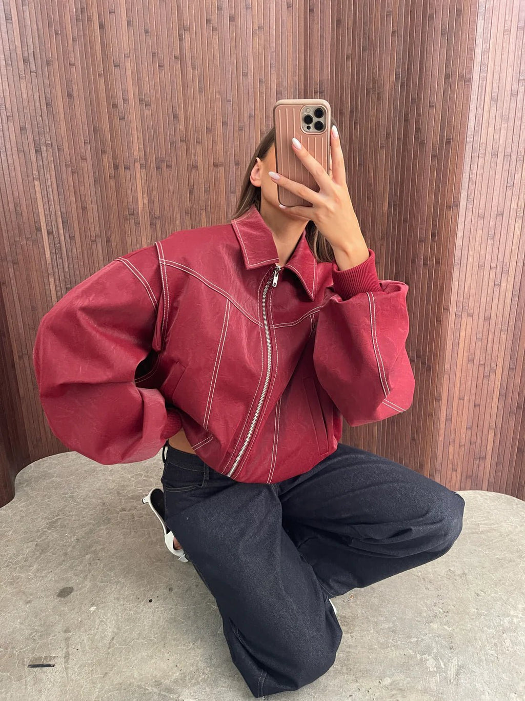 Bomberjacke Damen, Oversize-Schnitt mit Reißverschluss | J&B - 10 - Jasminaboutique.com