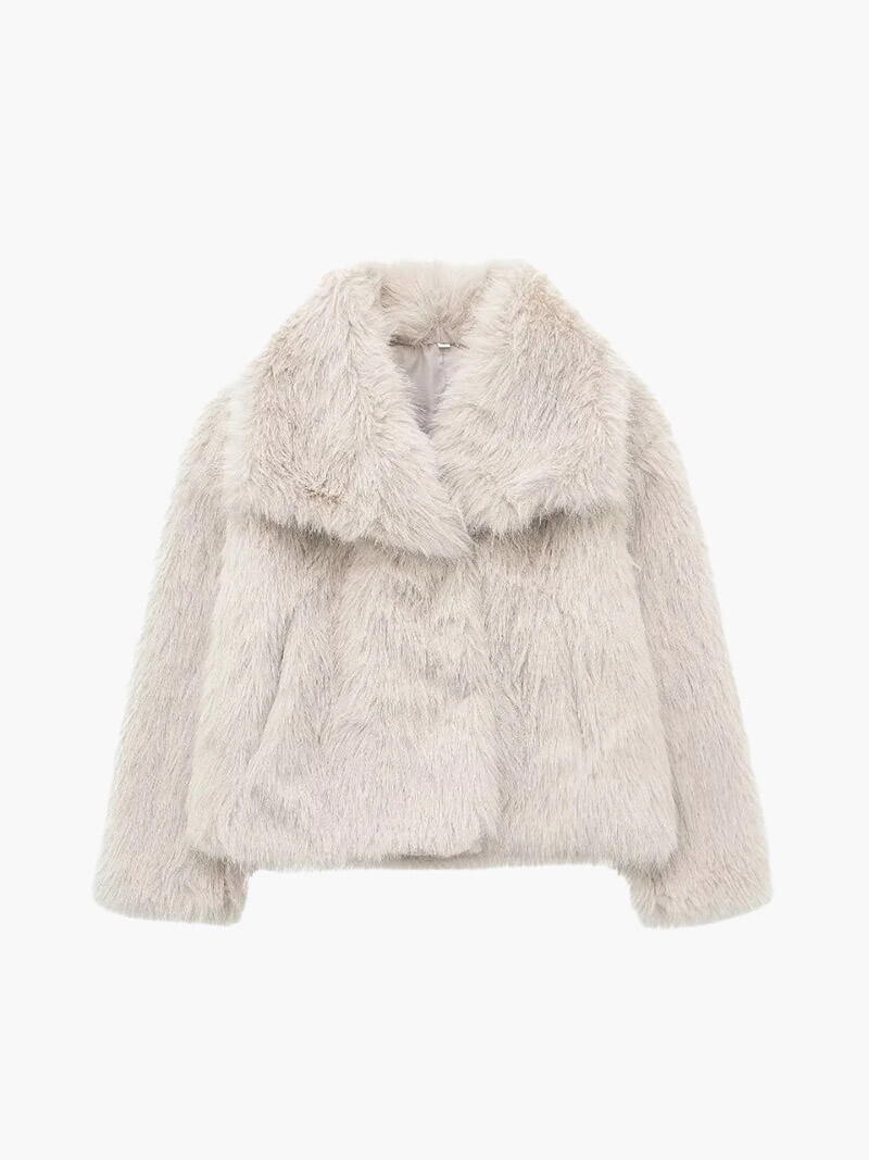 Kunstfelljacke Damen im verkürzten Schnitt mit übergroßem Kragen | J&B - 2 - Jasminaboutique.com