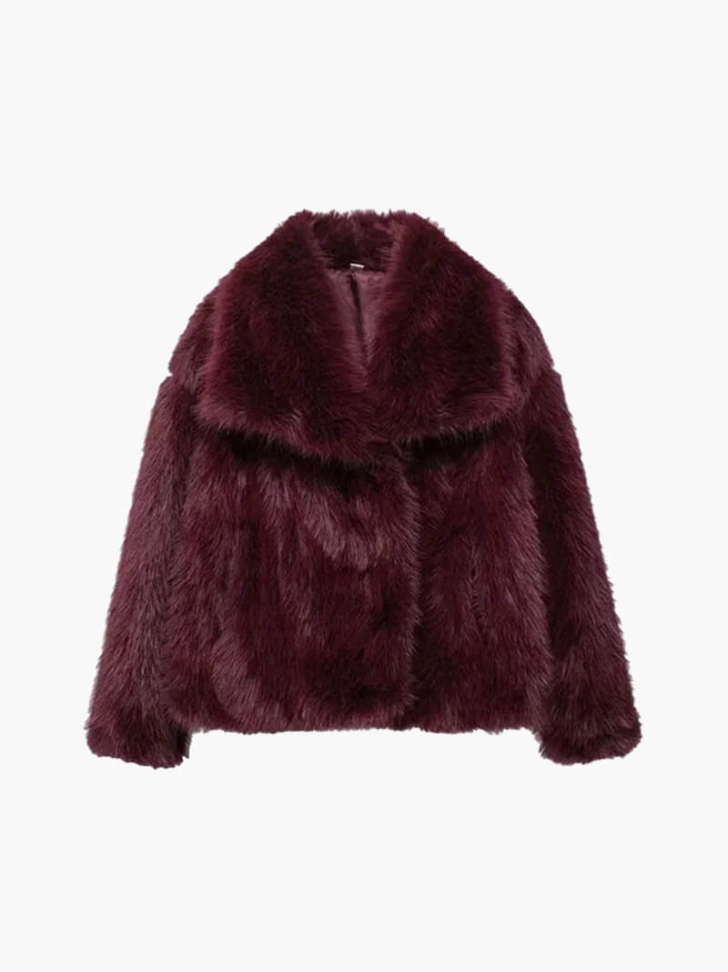 Kunstfelljacke Damen im verkürzten Schnitt mit übergroßem Kragen | J&B - 9 - Jasminaboutique.com