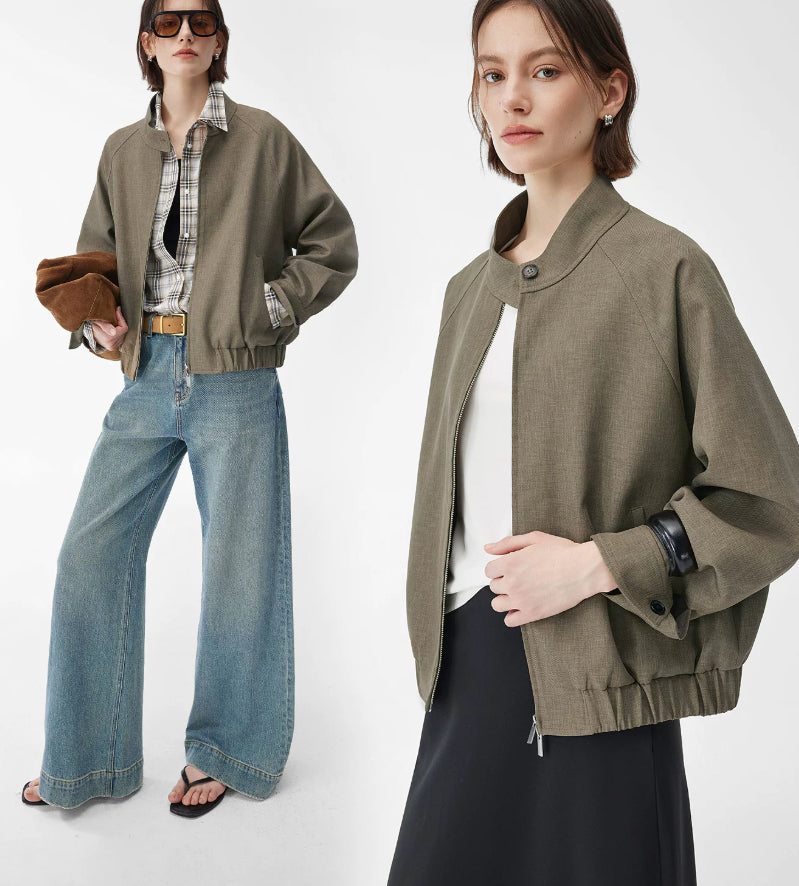 Damen Bomberjacke mit Reißverschluss und lässigem Schnitt | J&B - 9 - Jasminaboutique.com