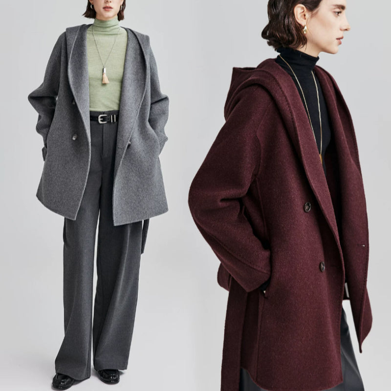 Damenjacke mit Kapuze und Taillengürtel | J&B - 2 - Jasminaboutique.com