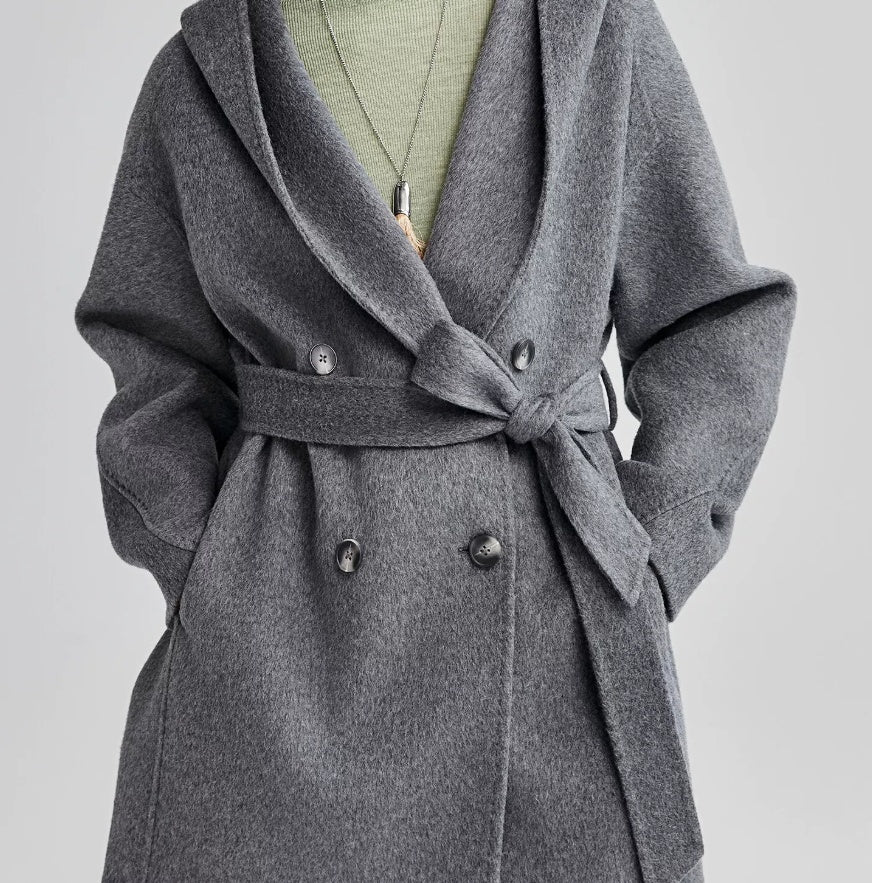 Damenjacke mit Kapuze und Taillengürtel | J&B - 3 - Jasminaboutique.com