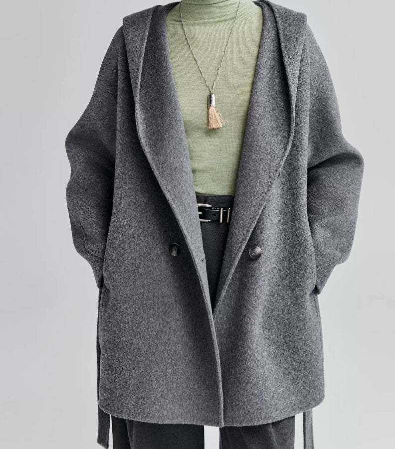 Damenjacke mit Kapuze und Taillengürtel | J&B - 7 - Jasminaboutique.com
