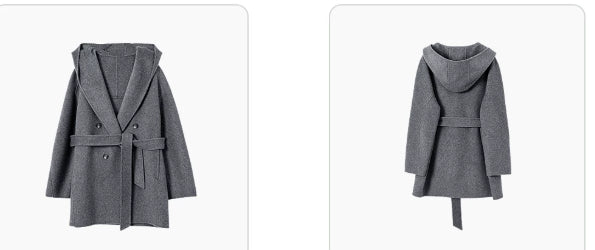 Damenjacke mit Kapuze und Taillengürtel | J&B - 8 - Jasminaboutique.com