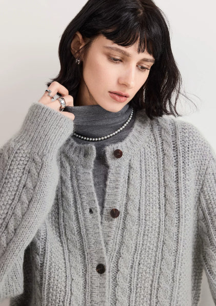 Cardigan Damen mit grobem Strick und Knopfleiste | J&B - 3 - Jasminaboutique.com