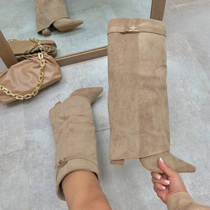 Overknee-Stiefel Damen im eleganten Design mit Blockabsatz | J&B - 1 - Jasminaboutique.com