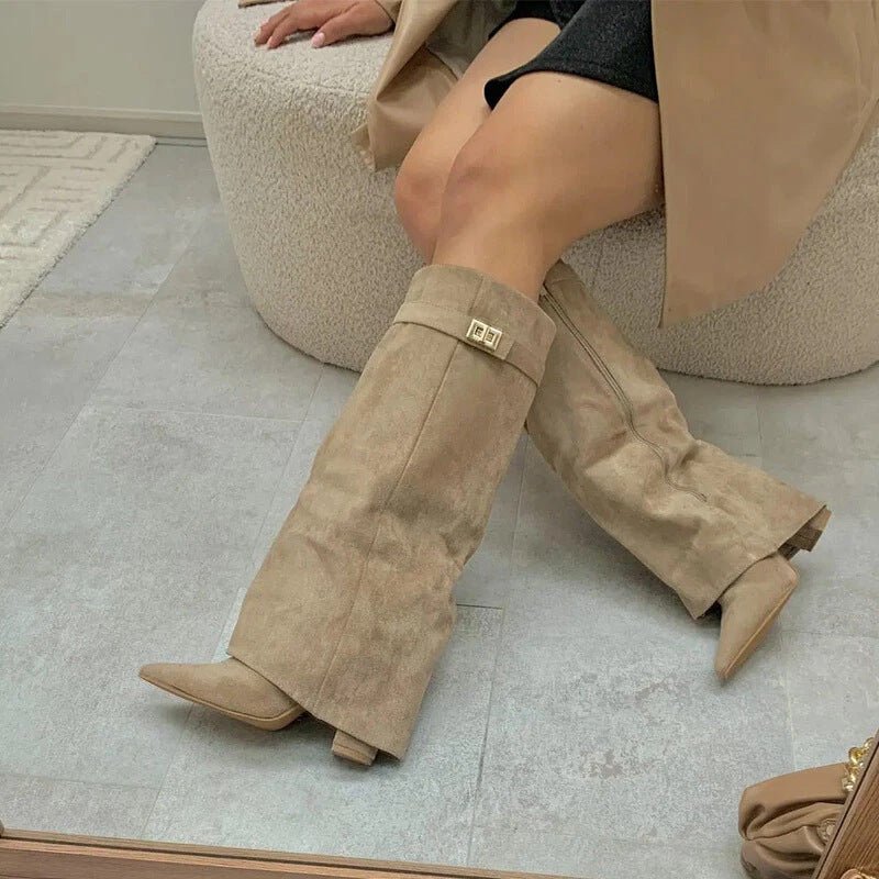 Overknee-Stiefel Damen im eleganten Design mit Blockabsatz | J&B - 2 - Jasminaboutique.com
