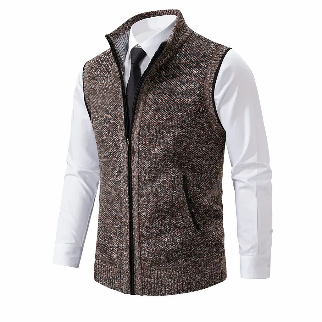 Herrenweste mit Reißverschluss und strukturierter Oberfläche | J&B - 3 - Jasminaboutique.com