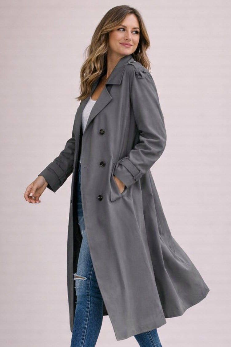 Trenchcoat Damen im Longline-Stil mit klassischem Kragen | J&B - 3 - Jasminaboutique.com