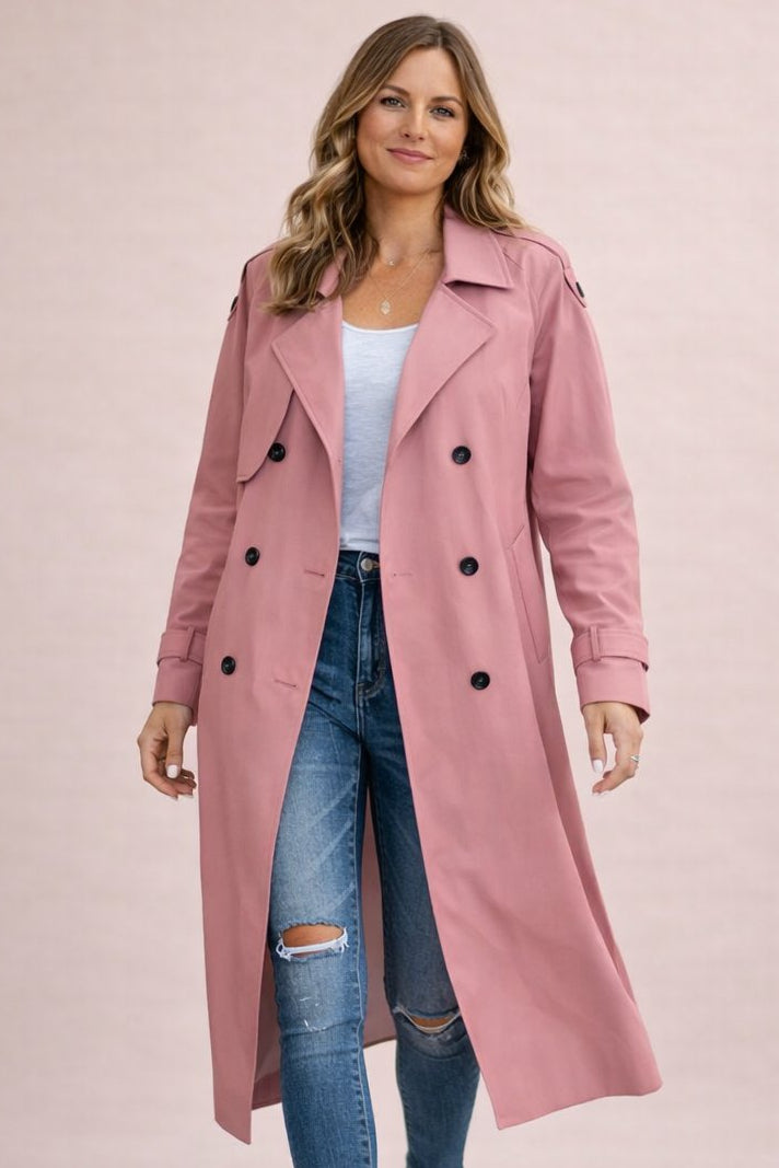 Trenchcoat Damen im Longline-Stil mit klassischem Kragen | J&B - 5 - Jasminaboutique.com