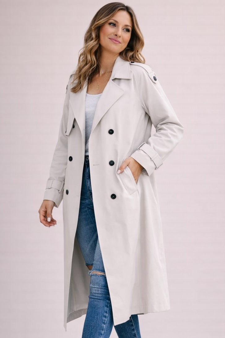 Trenchcoat Damen im Longline-Stil mit klassischem Kragen | J&B - 6 - Jasminaboutique.com