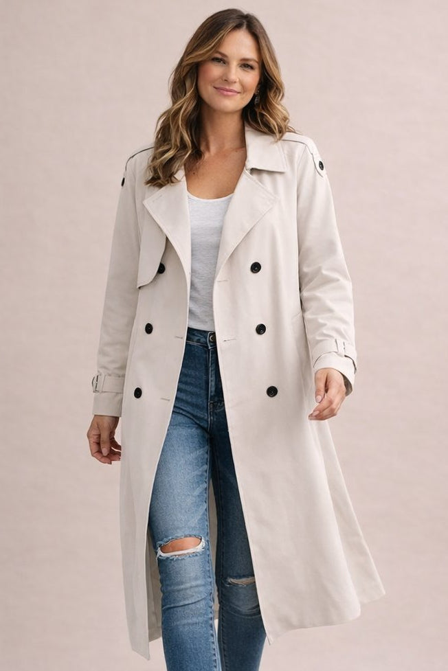 Trenchcoat Damen im Longline-Stil mit klassischem Kragen | J&B - 8 - Jasminaboutique.com