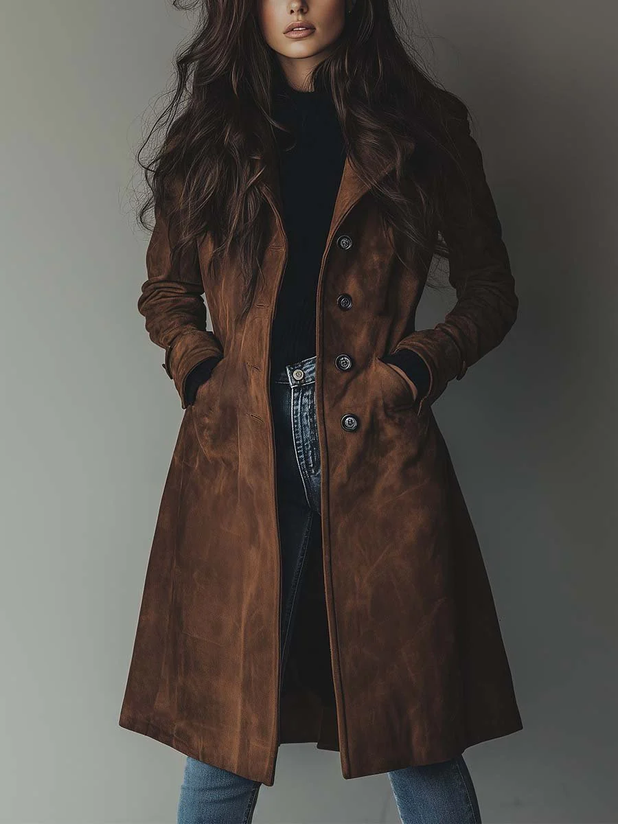 Langer Damenmantel mit taillierter Passform und Taschen | J&B - 1 - Jasminaboutique.com