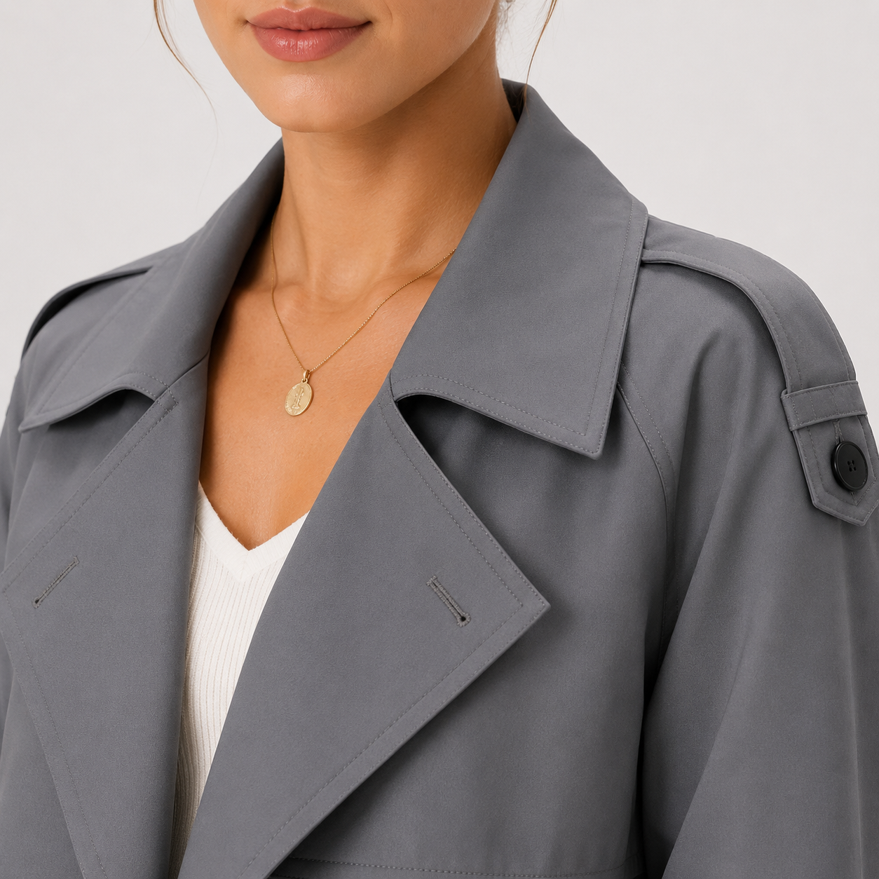 Trenchcoat Damen mit langen Ärmeln und Zweireiher-Verschluss | J&B - 3 - Jasminaboutique.com