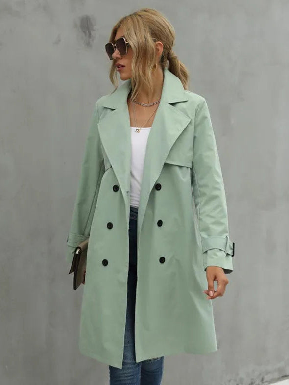 Trenchcoat Damen, klassischer Schnitt mit Taillengürtel | J&B - 3 - Jasminaboutique.com