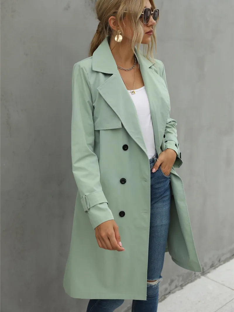 Trenchcoat Damen, klassischer Schnitt mit Taillengürtel | J&B - 5 - Jasminaboutique.com
