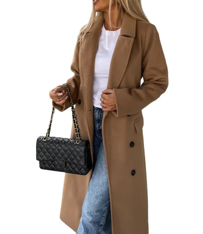 Eleganter Damenmantel mit Taillengürtel und Zweireiher | J&B - 2 - Jasminaboutique.com