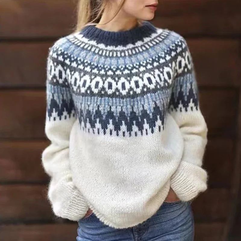Kuscheliger Damenpullover mit Fair-Isle-Muster und lockerer Passform | J&B - 1 - Jasminaboutique.com