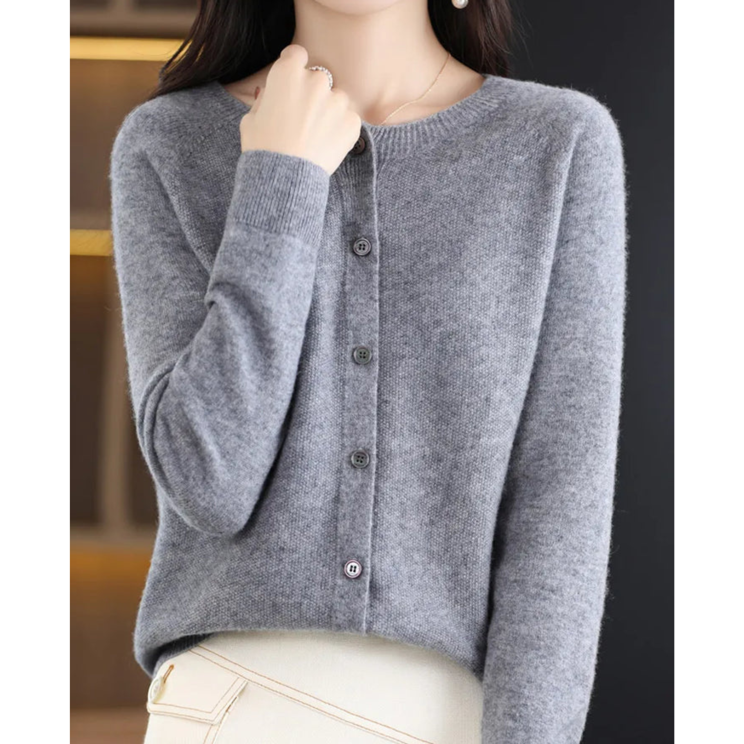 Damen Cardigan mit Knopfleiste und lässiger Passform | J&B - 7 - Jasminaboutique.com