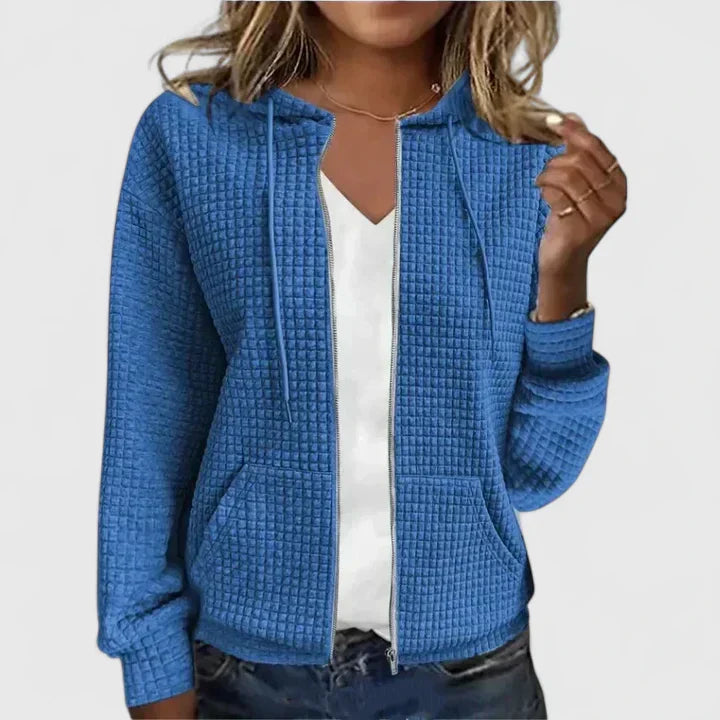 Damen Kapuzenjacke mit strukturierter Optik und praktischen Taschen | J&B - 1 - Jasminaboutique.com