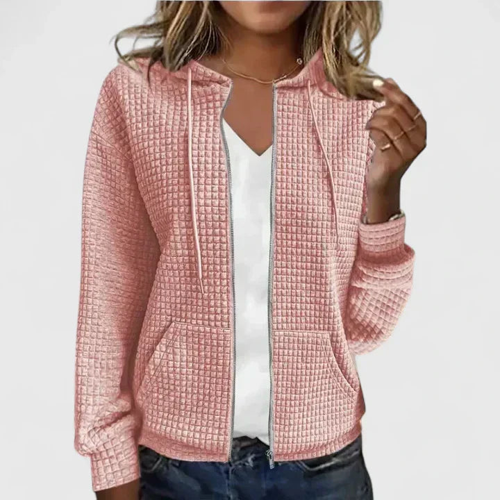 Damen Kapuzenjacke mit strukturierter Optik und praktischen Taschen | J&B - 3 - Jasminaboutique.com