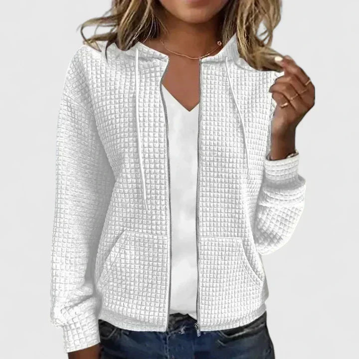Damen Kapuzenjacke mit strukturierter Optik und praktischen Taschen | J&B - 6 - Jasminaboutique.com