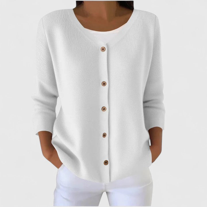 Damen Cardigan mit V-Ausschnitt und lockerer Passform | J&B - 4 - Jasminaboutique.com