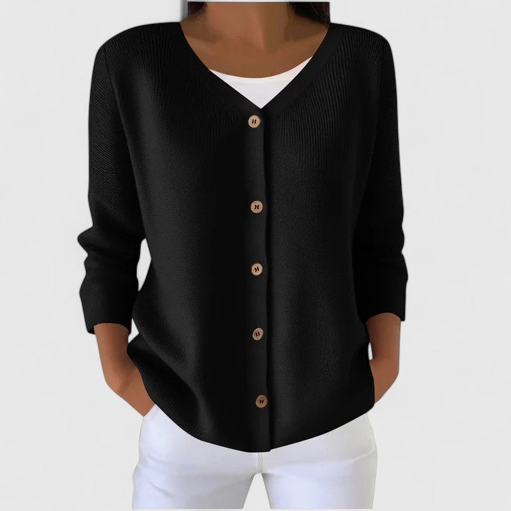 Damen Cardigan mit V-Ausschnitt und lockerer Passform | J&B - 8 - Jasminaboutique.com