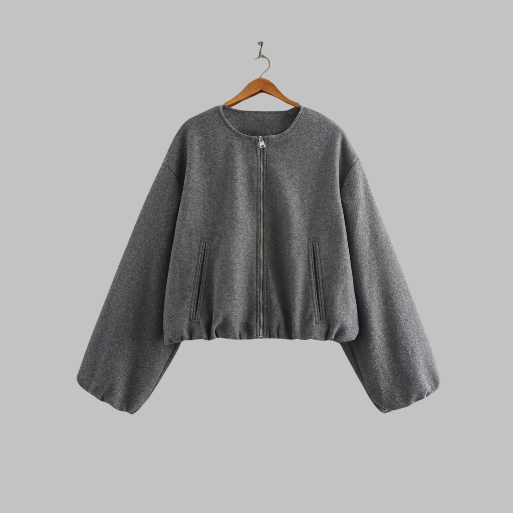 Bomberjacke Damen, verkürzter Schnitt mit Reißverschluss + lässiger Look | J&B - 1 - Jasminaboutique.com