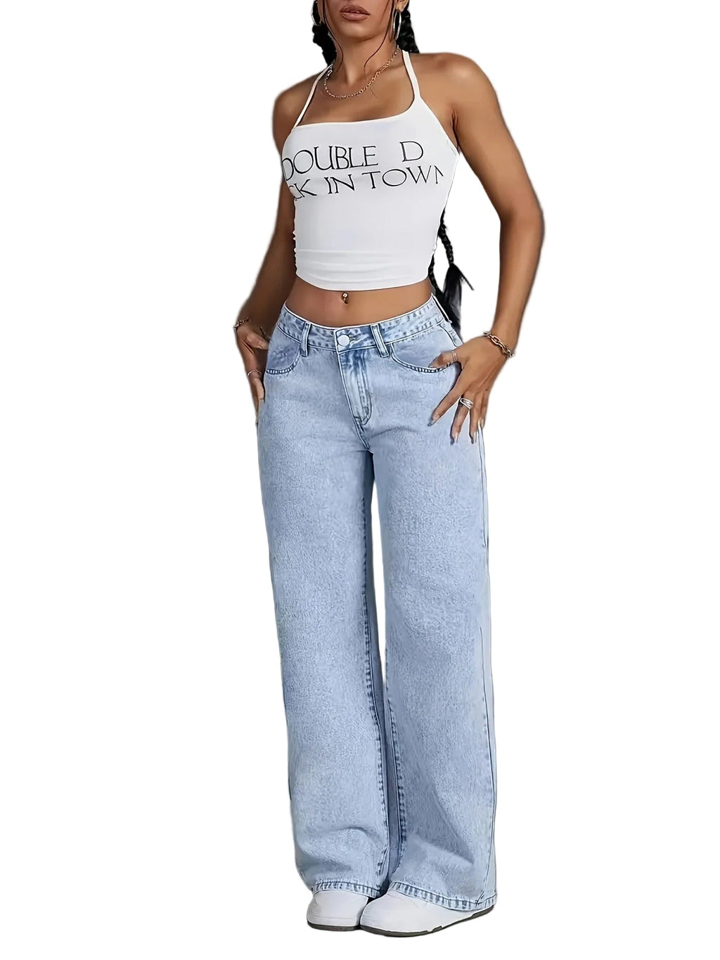 Weite Damenhose mit hoher Taille und lässiger Passform | J&B - 1 - Jasminaboutique.com
