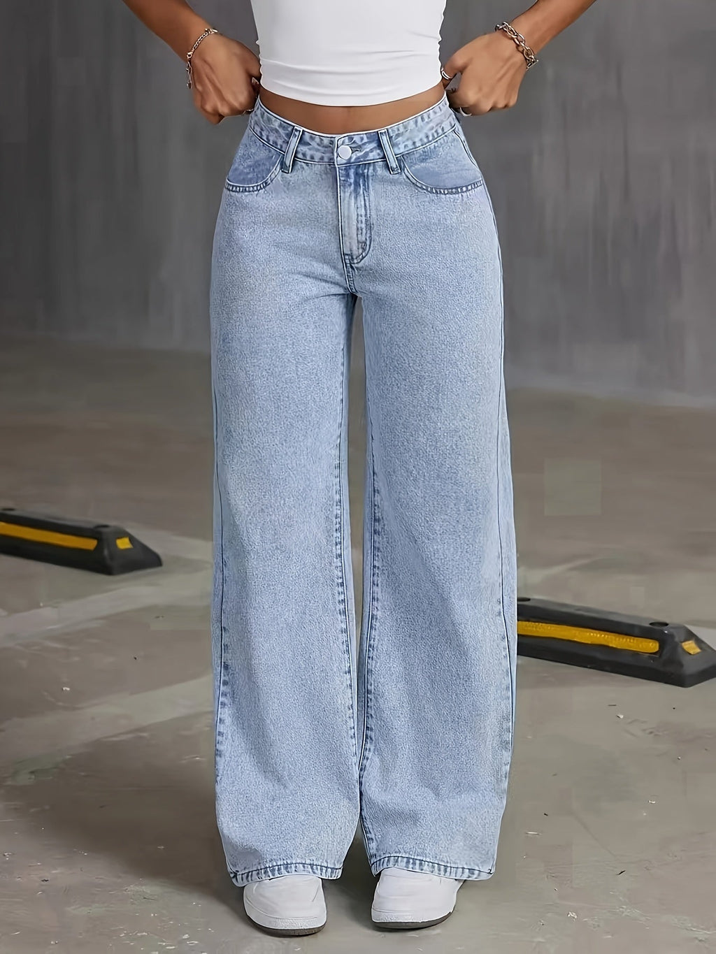 Weite Damenhose mit hoher Taille und lässiger Passform | J&B - 2 - Jasminaboutique.com