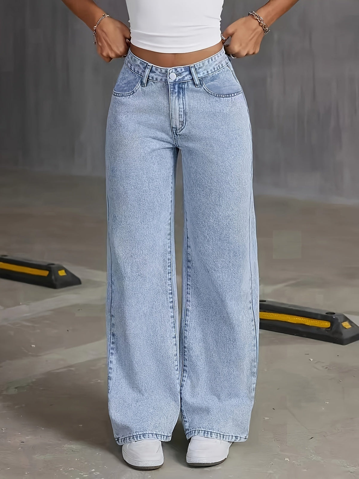 Weite Damenhose mit hoher Taille und lässiger Passform | J&B - 2 - Jasminaboutique.com
