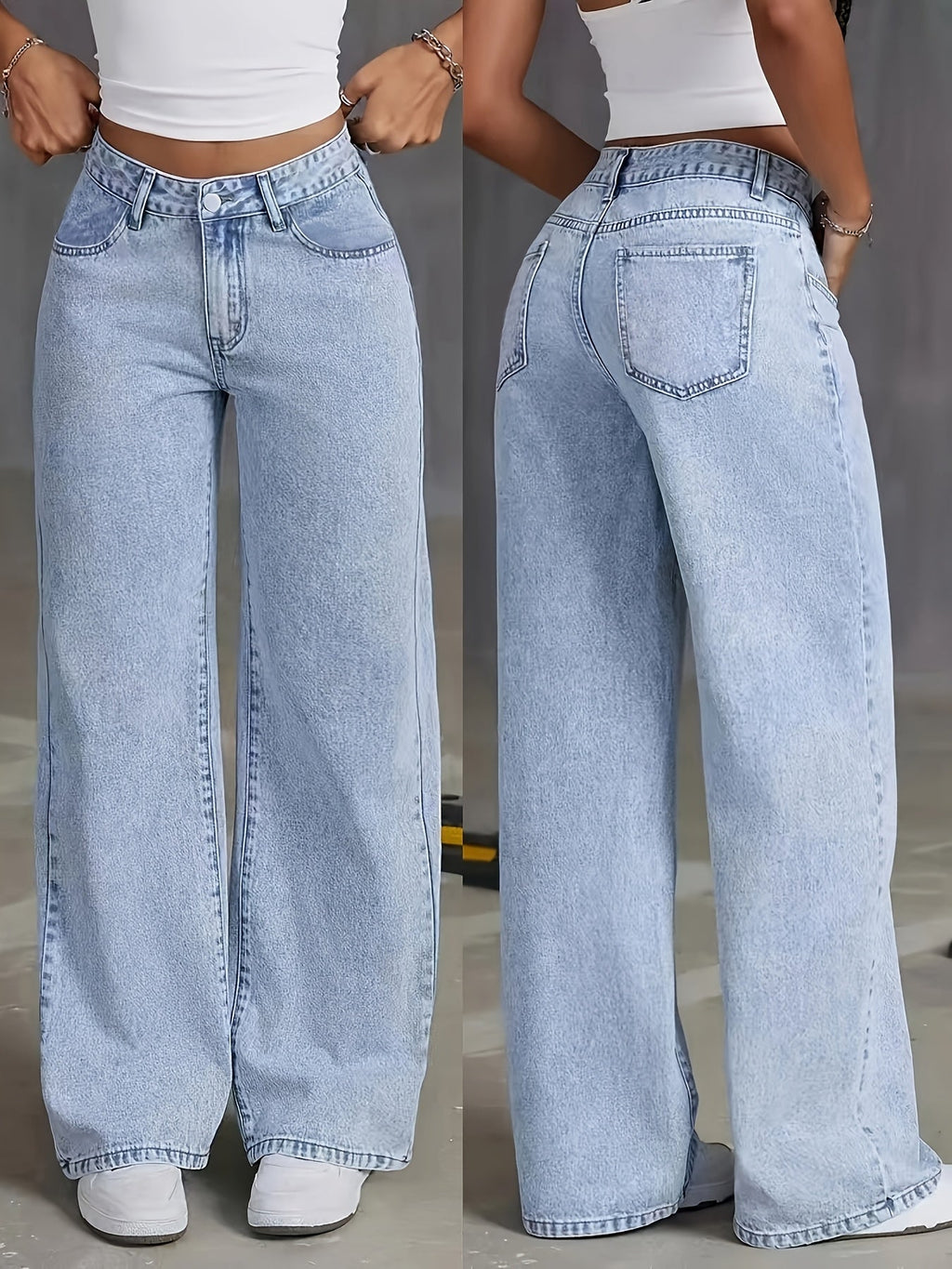 Weite Damenhose mit hoher Taille und lässiger Passform | J&B - 3 - Jasminaboutique.com