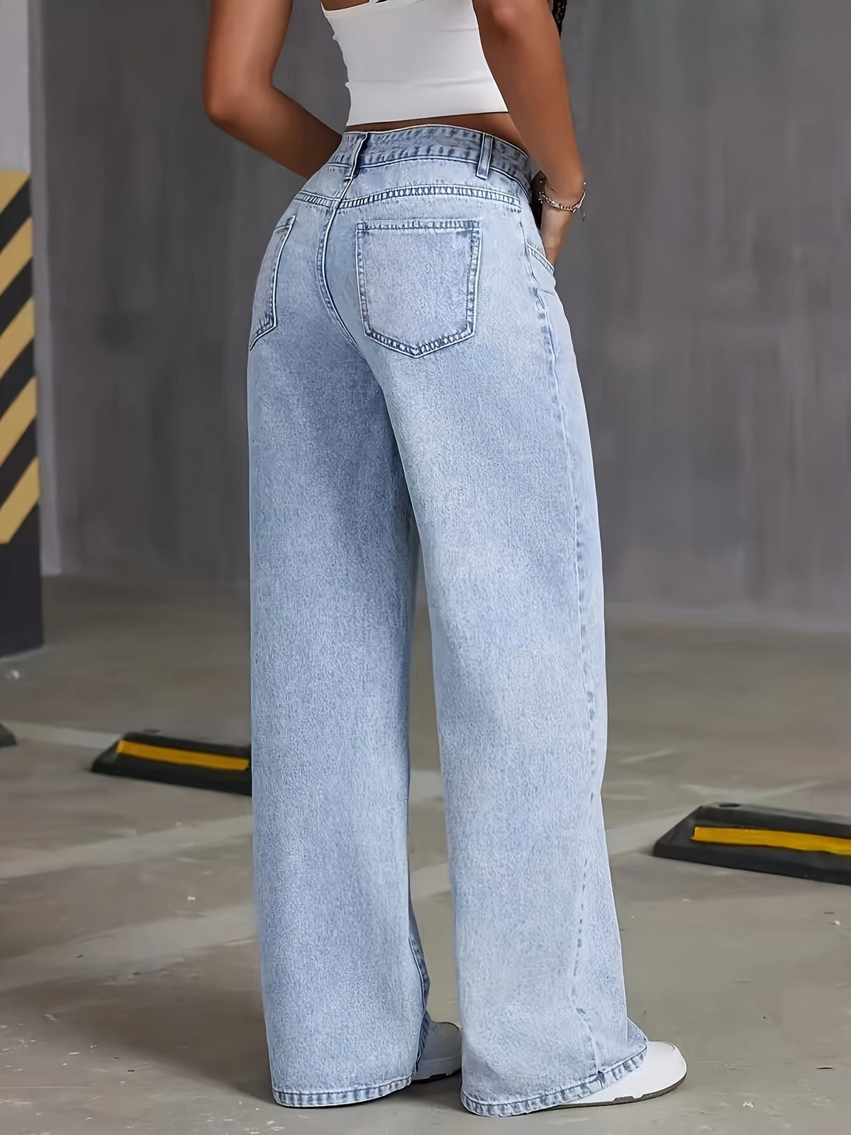 Weite Damenhose mit hoher Taille und lässiger Passform | J&B - 4 - Jasminaboutique.com