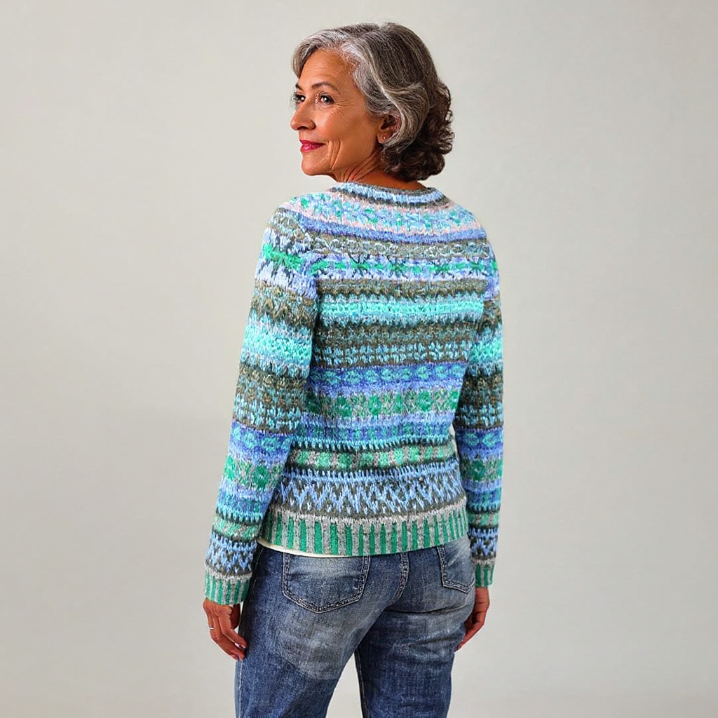 Handgefertigter isländischer Damenpullover mit einzigartigen Mustern und bequemer Passform - 2 - Jasminaboutique.com