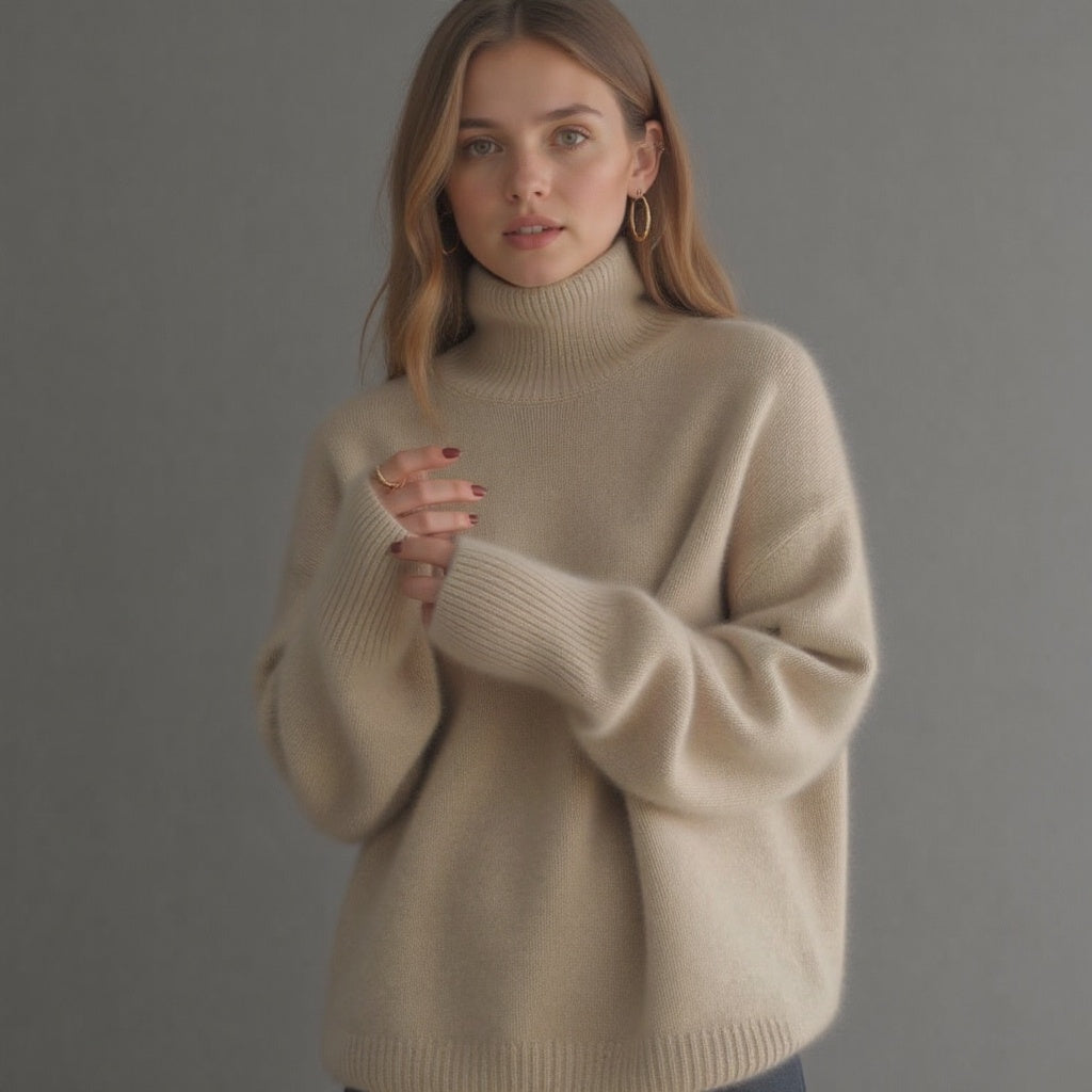 Oversize-Kaschmirpullover für Damen mit Rollkragen – Weich und warm - 1 - Jasminaboutique.com