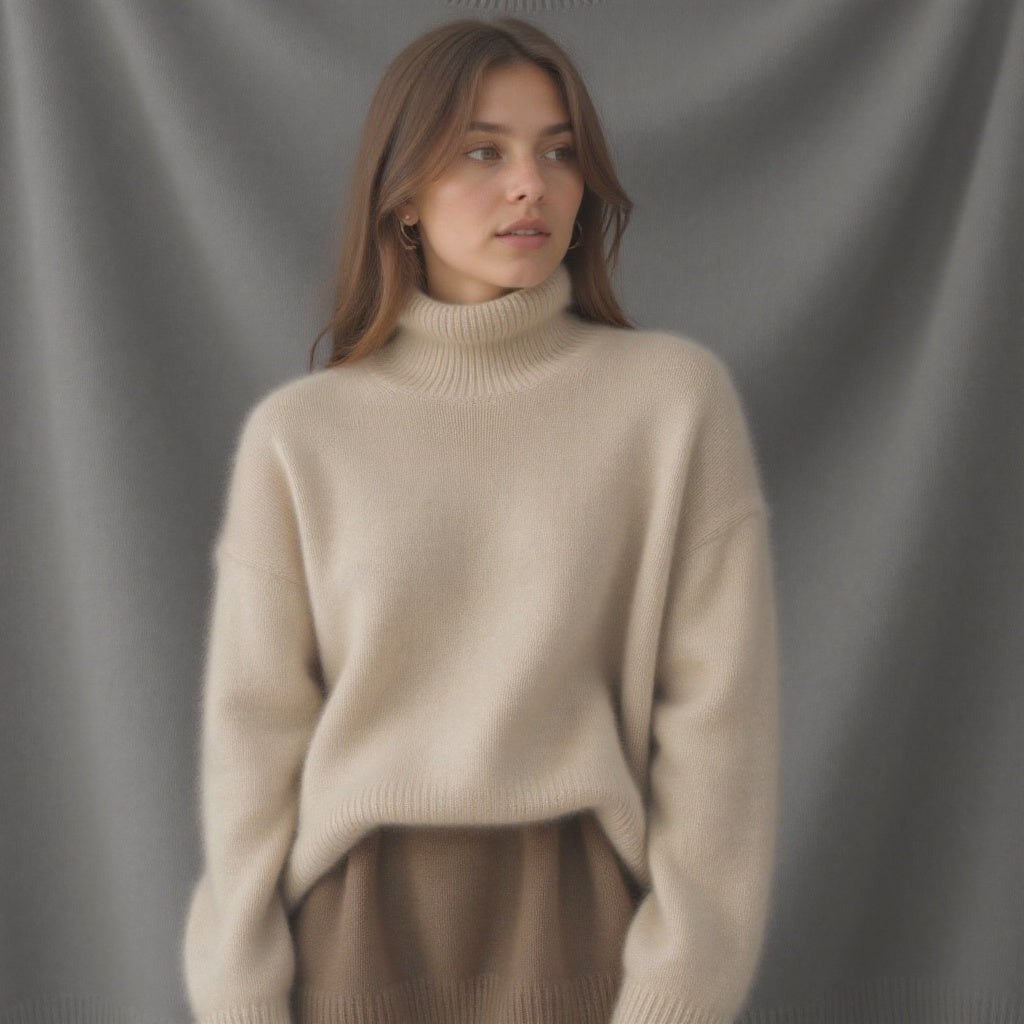 Oversize-Kaschmirpullover für Damen mit Rollkragen – Weich und warm - 2 - Jasminaboutique.com