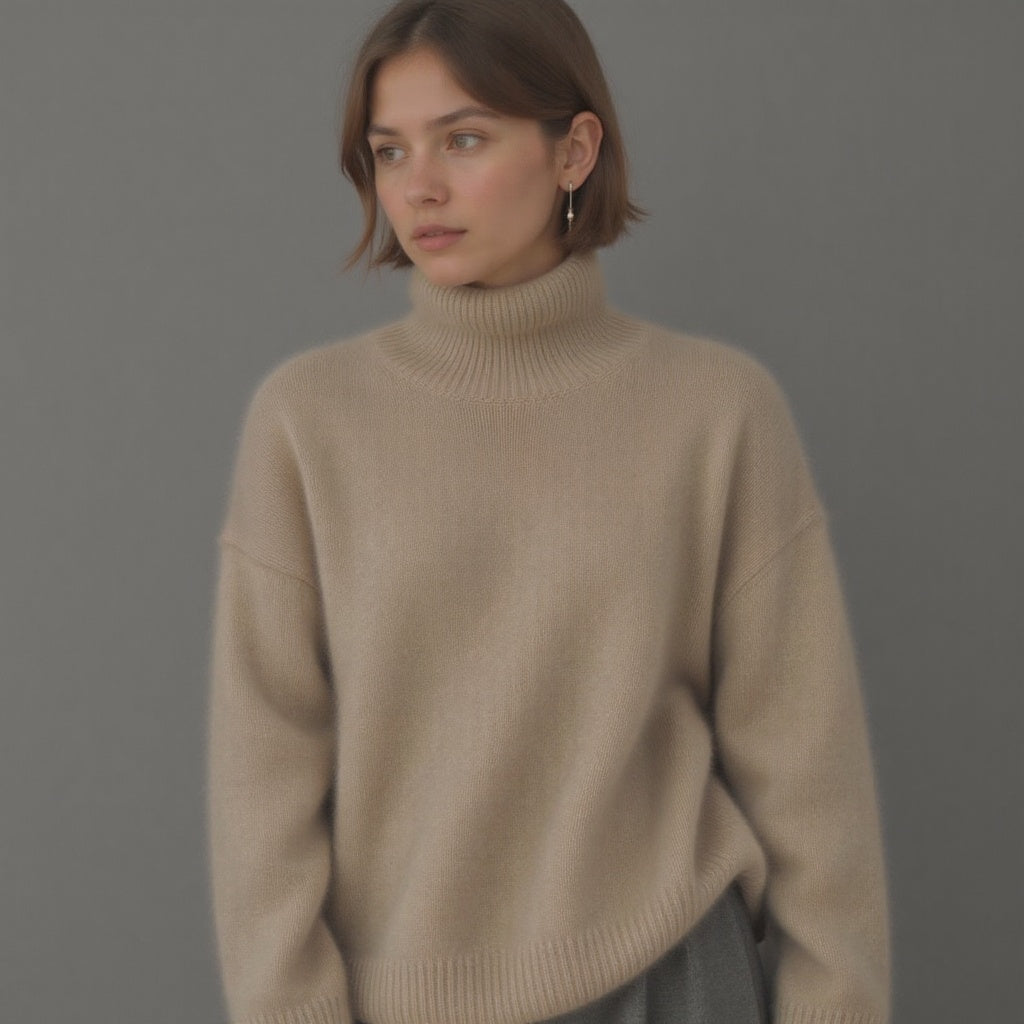 Oversize-Kaschmirpullover für Damen mit Rollkragen – Weich und warm - 3 - Jasminaboutique.com