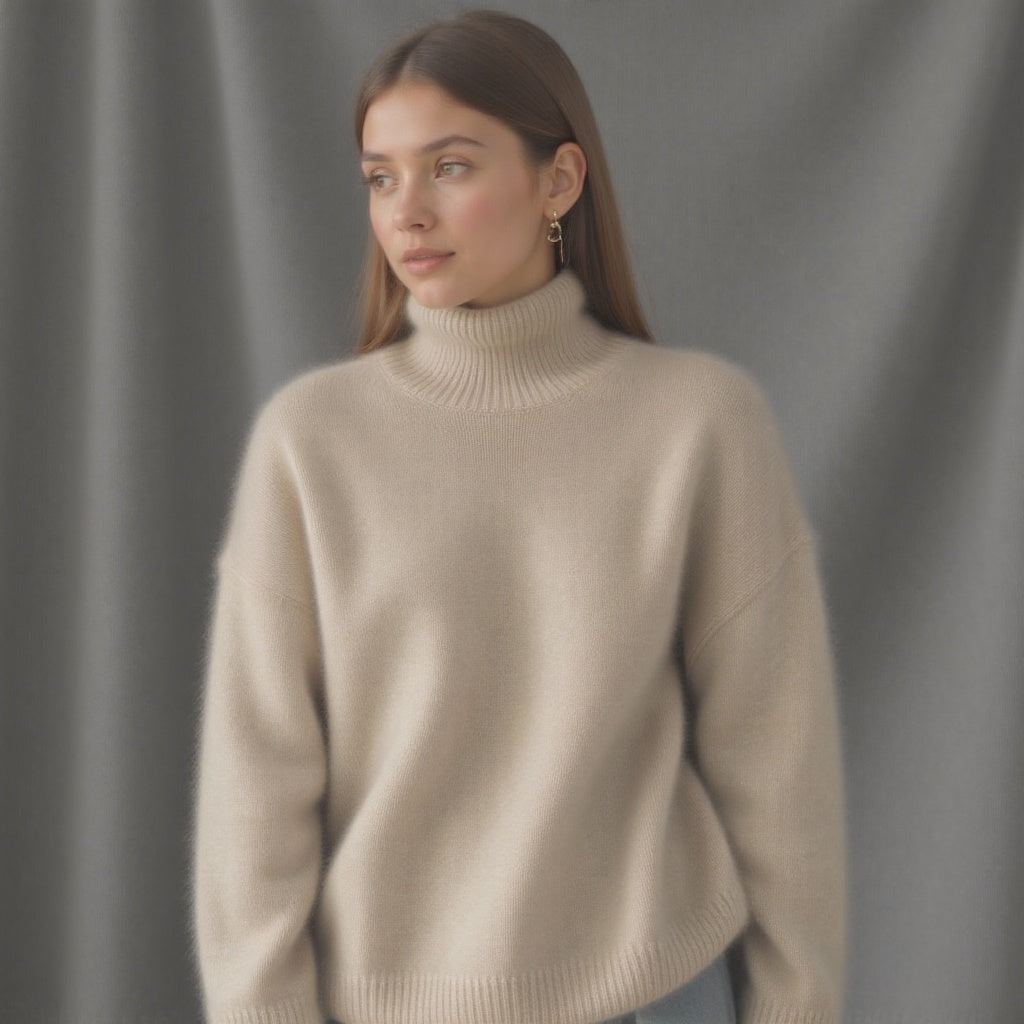 Oversize-Kaschmirpullover für Damen mit Rollkragen – Weich und warm - 4 - Jasminaboutique.com
