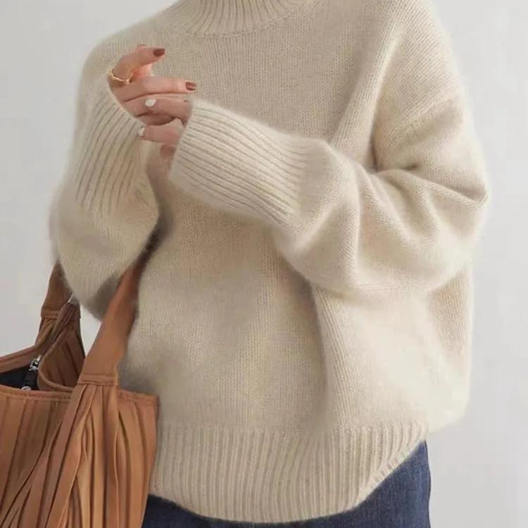 Oversize-Kaschmirpullover für Damen mit Rollkragen – Weich und warm - 5 - Jasminaboutique.com