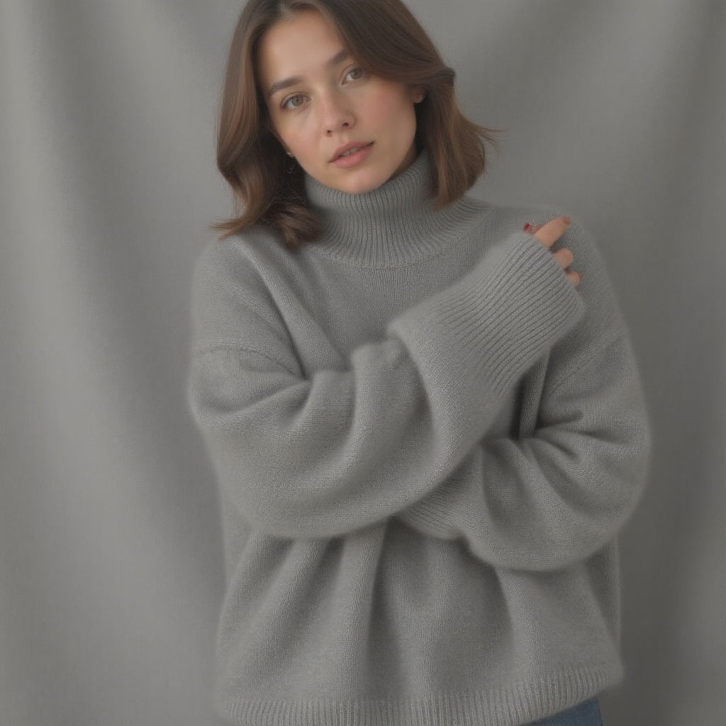 Oversize-Kaschmirpullover für Damen mit Rollkragen – Weich und warm - 6 - Jasminaboutique.com
