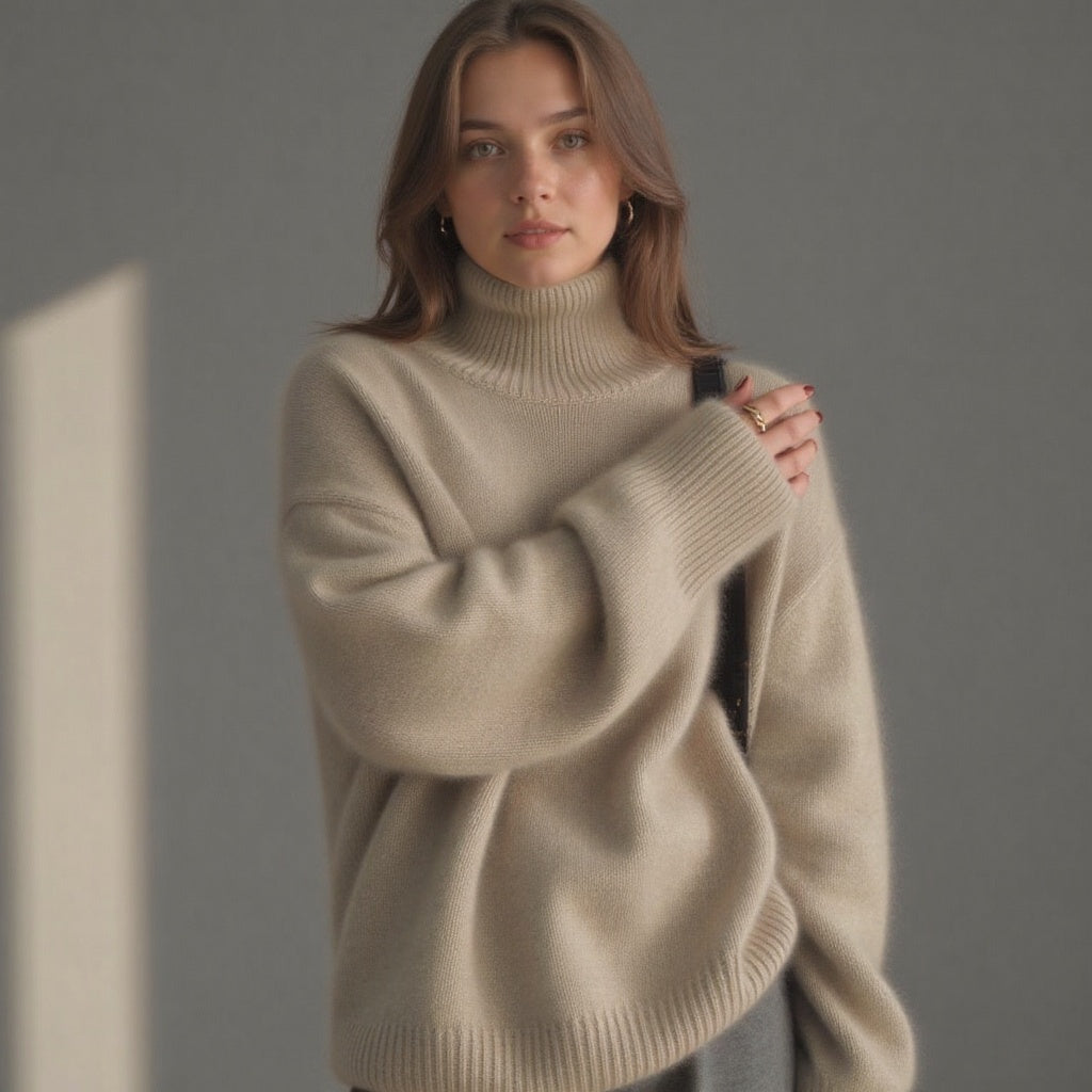 Oversize-Kaschmirpullover für Damen mit Rollkragen – Weich und warm - 8 - Jasminaboutique.com