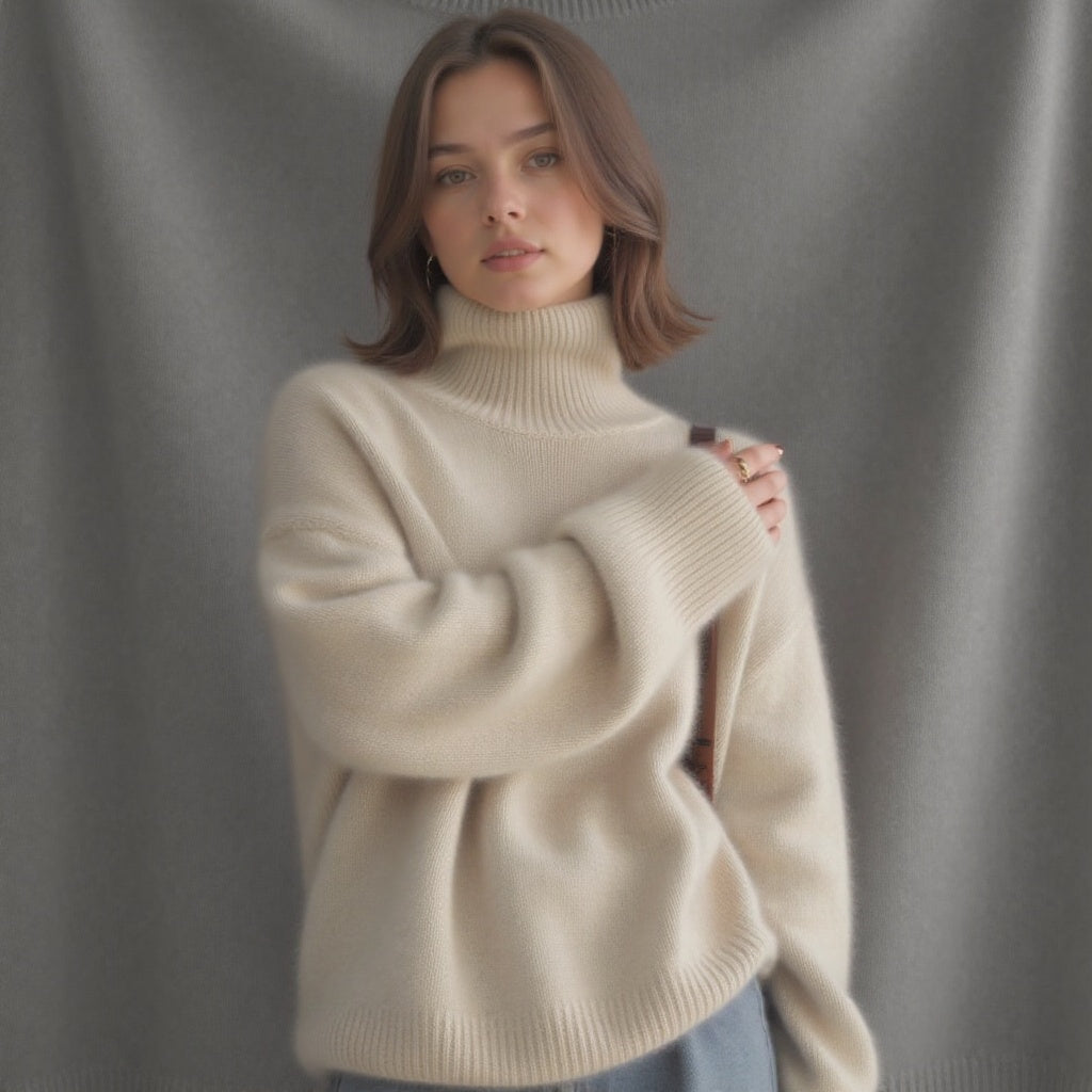 Oversize-Kaschmirpullover für Damen mit Rollkragen – Weich und warm - 10 - Jasminaboutique.com