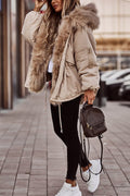 Damen-Parka, kurz geschnitten, mit Kunstfellbesatz und Kapuze - 1 - Jasminaboutique.com