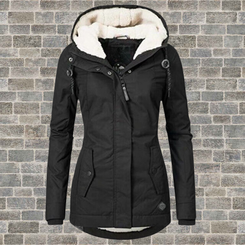 Damen-Winterjacke mit Kapuze und kuscheligem Futter - 5 - Jasminaboutique.com