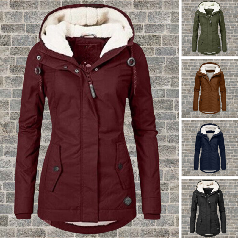 Damen-Winterjacke mit Kapuze und kuscheligem Futter - 7 - Jasminaboutique.com