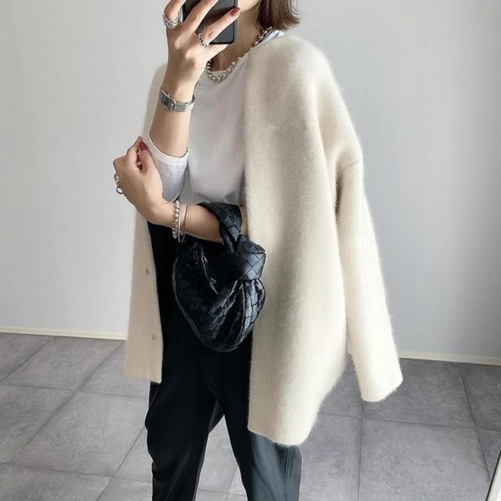 Damen-Strickjacke in weicher Passform mit Knopfleiste und eleganter Silhouette - 6 - Jasminaboutique.com